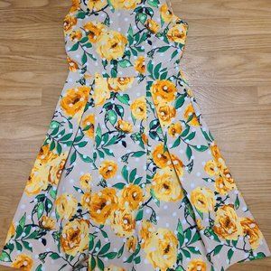 Eva Mendes New York & Company Flare Dress - Floral & Dot Print